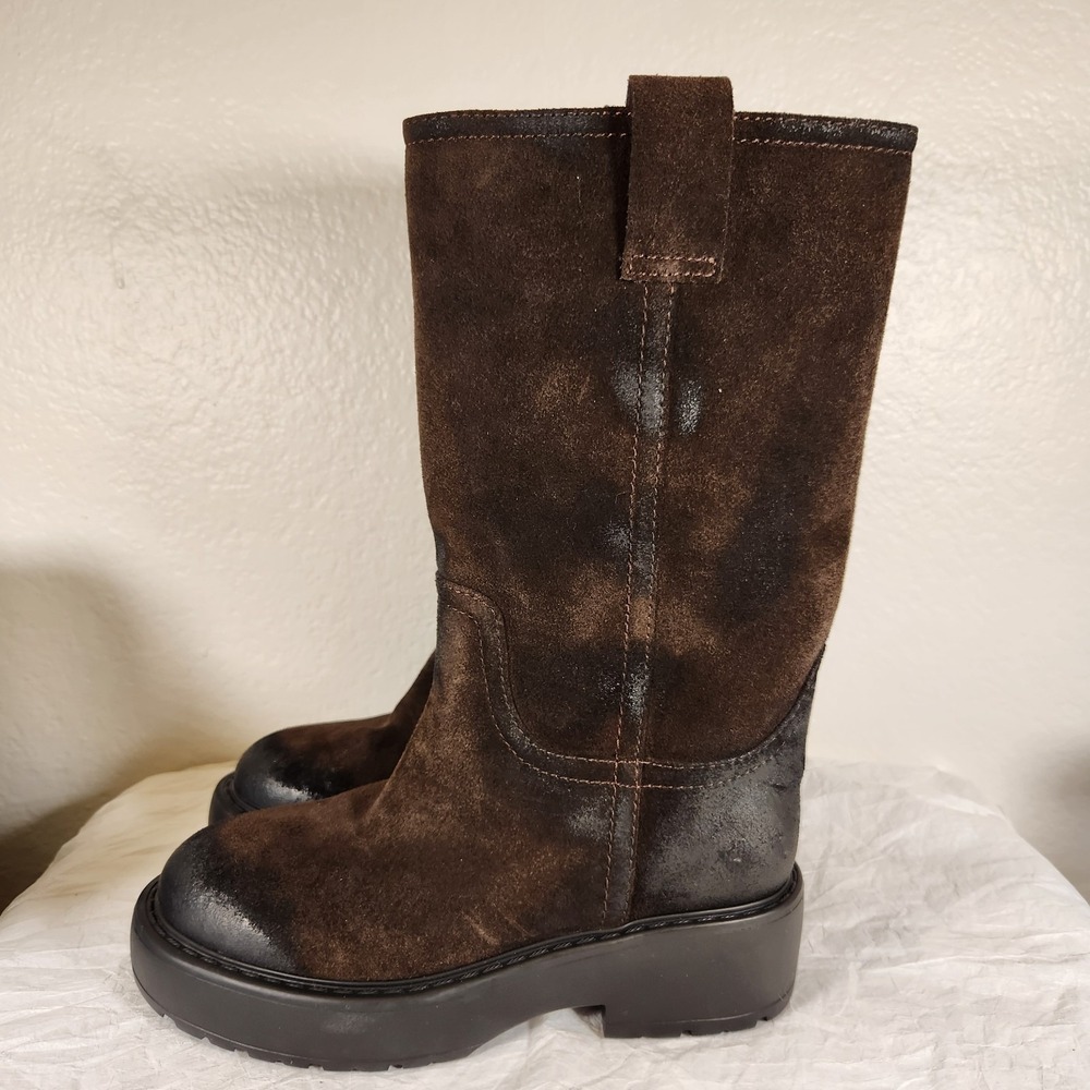 New Jeffrey Campbell Wybie Dark Brown Combat Boots Chunky Sole Women's Size 6.5